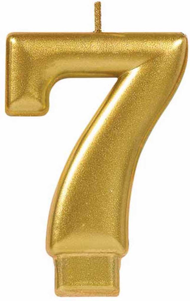 Gold Metallic Numeral Birthday Party Cake Candle #7 Number Seven