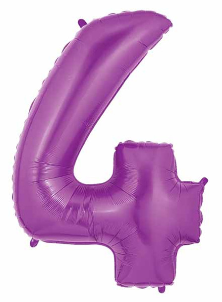 Huge Number 4 Metallic Purple Balloon