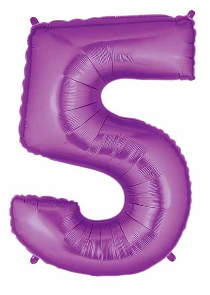 Huge Number 5 Metallic Purple Balloon