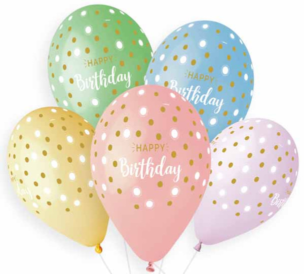 Assorted Colors Birthday Balloons Golden Dots