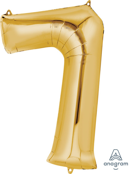 34" Gold Number 7 Supershape Decorative Foil Balloon