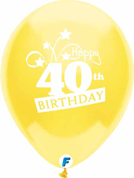 Assorted Colors 40th Birthday Latex Balloons