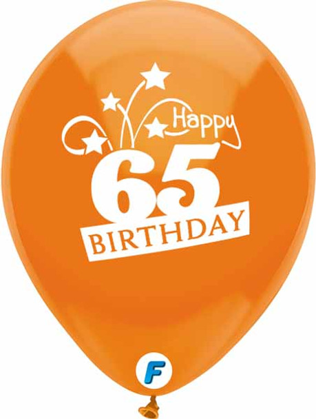 Assorted Colors 65th Birthday Latex Balloons