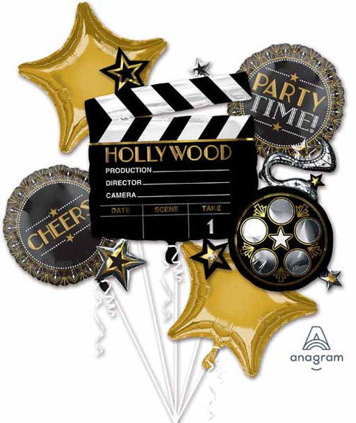 Anagram Hollywood Lights Camera Action 5 Foil Balloon Bouquet Party Decor