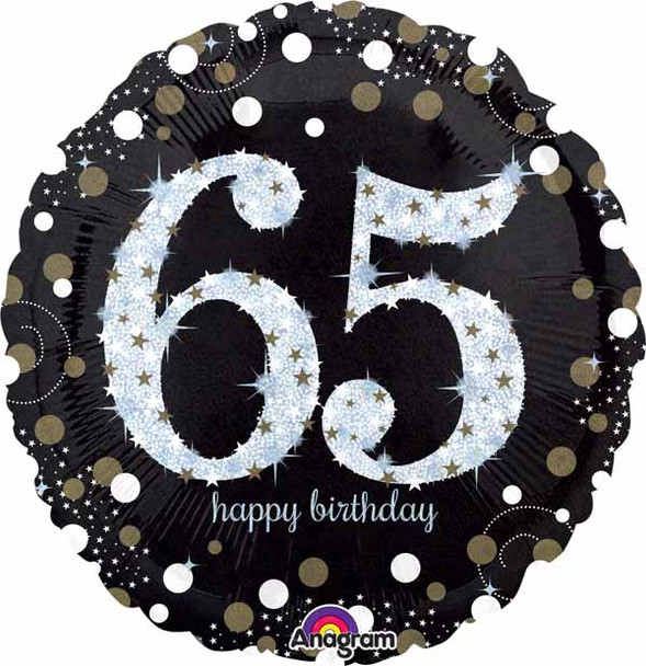 Anagram 18" Sparkling 65 Happy Birthday Holographic Foil Balloon Party Decor