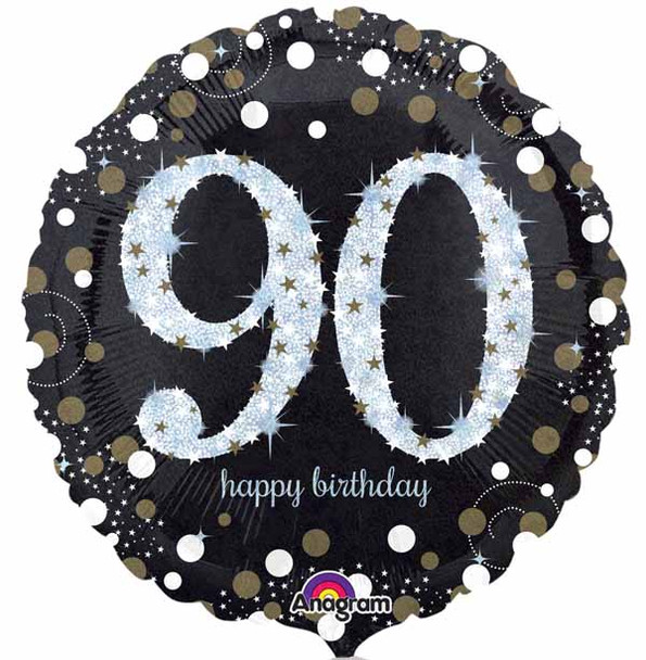 Anagram 18" Sparkling 90 Happy Birthday Holographic Foil Balloon Party Decor