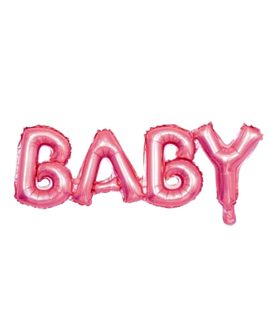 Pink Air-Filled 33" Baby Word Script Mylar Foil Balloon Decor