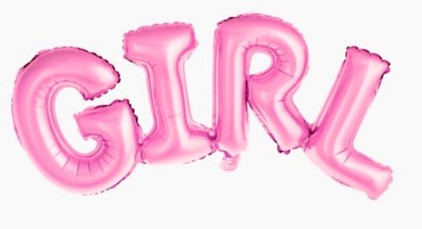 Pink Air-Filled 42" Girl Word Script Mylar Foil Balloon Decor