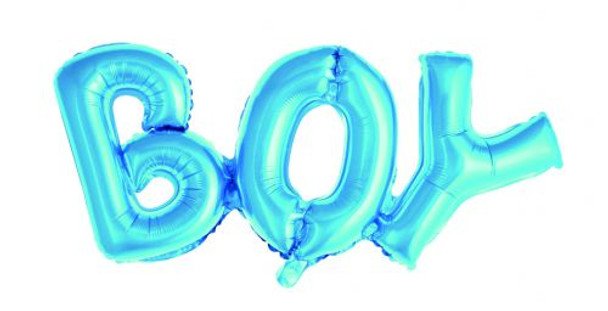 Blue Air-Filled 42" Boy Word Script Mylar Foil Balloon Decor