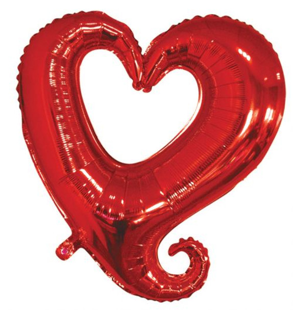 Red 36" Swirly Heart Valentines Day Love Mylar Foil Balloon