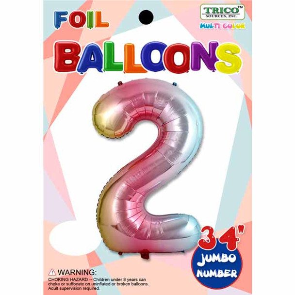 34" Number 2 Supershape Decorative Foil Balloon