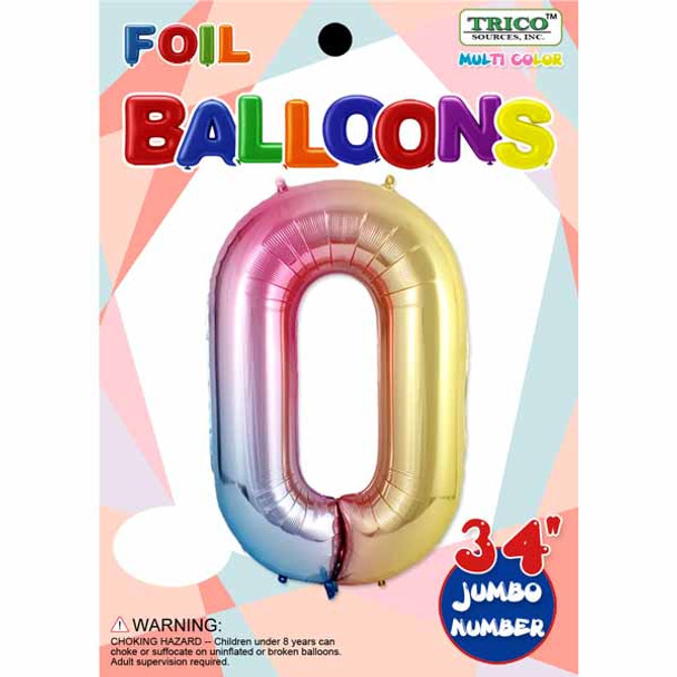 34" Number 0 Supershape Decorative Foil Balloon
