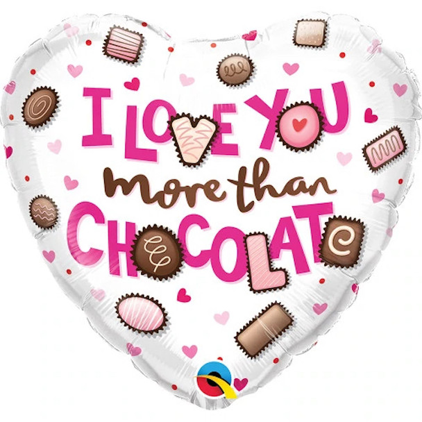 18" I Love You More Than Chocolate Heart Shape Foil Balloon