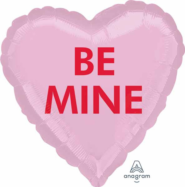 Anagram 18" Be Mine Candy Heart Shaped Pink Foil Balloon