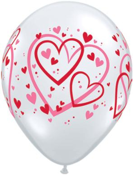 Qualatex Red Pink Hearts 11" Latex Valentine's Day Balloon