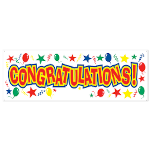 Beistle Jumbo Congratulations 5' Multi-Color Party Banner Sign