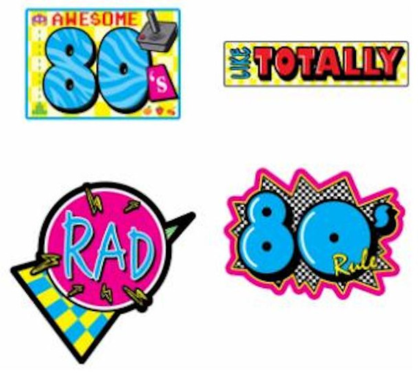 Awesome 80s Assorted Jumbo Cutouts Party Wall Decor 4 PCS