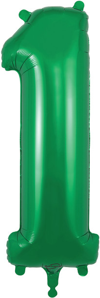 34" Green Number 1 Supershape Foil Mylar Balloon