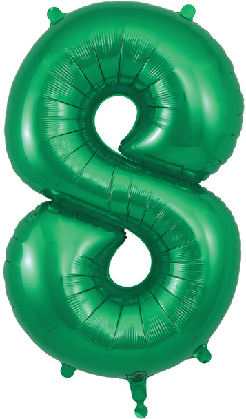 34" Green Number 8 Supershape Foil Mylar Balloon