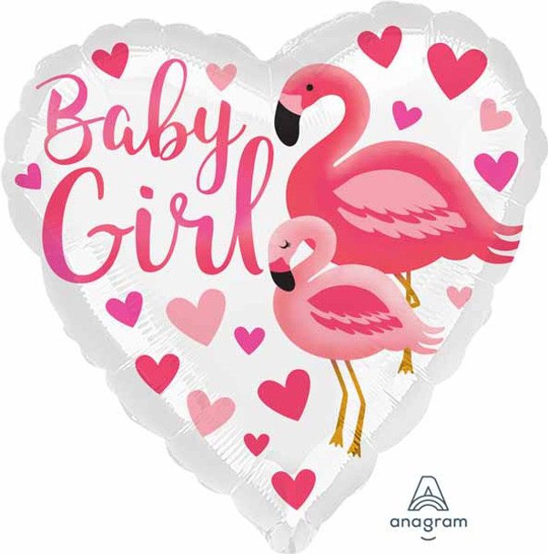 18" Heart Shaped Baby Girl Foil Balloon