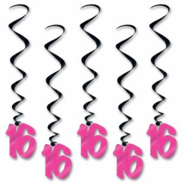 Number 16 Whirls Metallic Spiral 16th Birthday Party Decorations