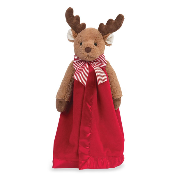 The Bearington Collection Lil Reindeer Christmas Snuggler Stuffed Plush Blanket