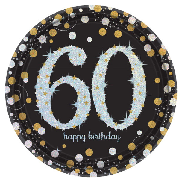 Happy Birthday 60 Dinner Plates 8pk