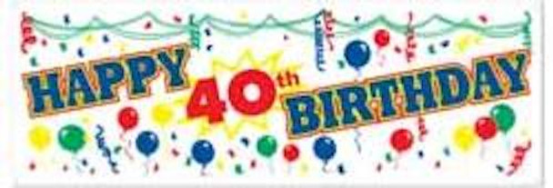 Happy 40th Birthday Colorful 5' Party Banner