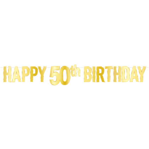 Happy 50th Birthday Gold Banner