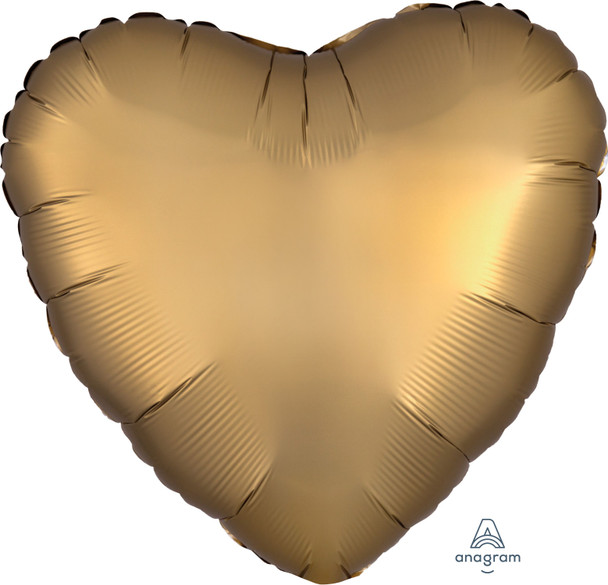 Anagram 18" Gold Sateen Heart Satin Luxe Shimmering Matte Decorative Foil Balloon Party Decor
