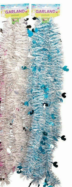Choice of Blue or White Easter Theme Tinsel Garland
