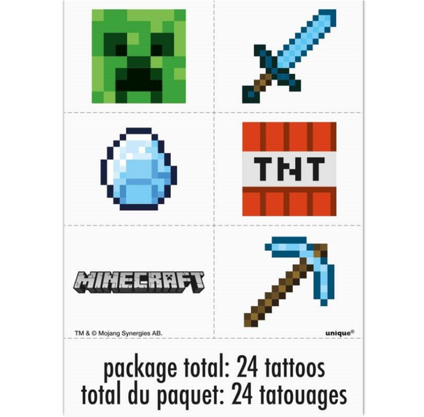 Minecraft Tattoos Party Favors