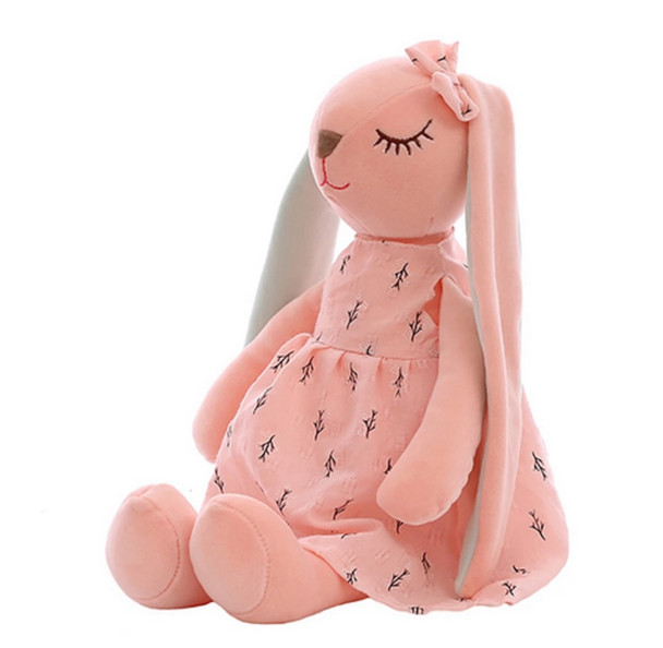 Long Ears Bunny Rabbit In Pink Dress Easter Plush Toy