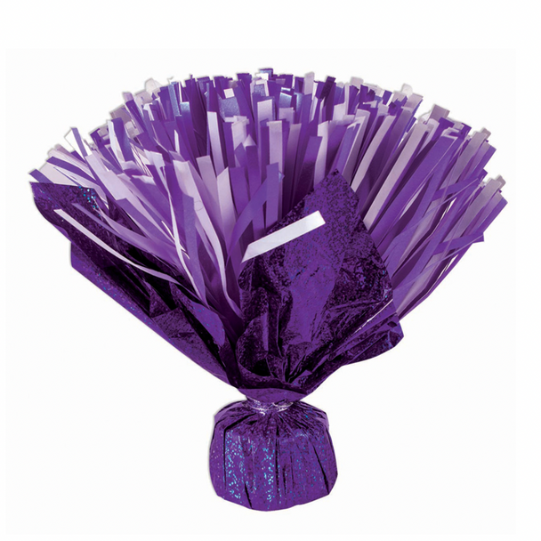 Foil Pom Pom Balloon Weight Purple And White