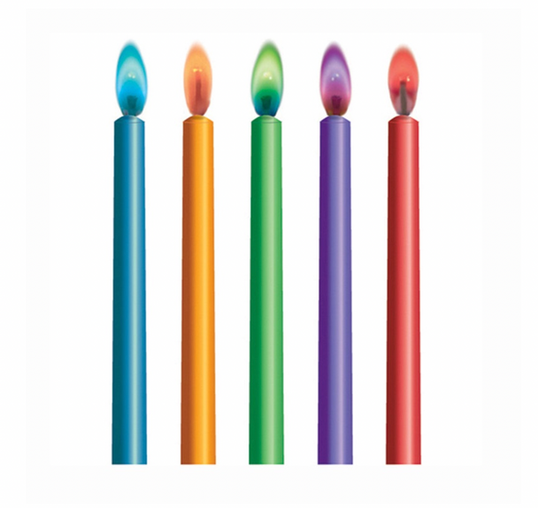 Color Flame Birthday Cake Candles 10 PCS Assorted Colors