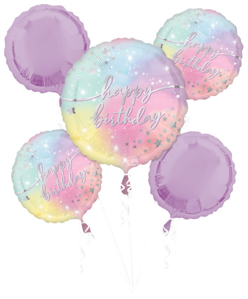 Anagram Luminous Birthday 5 Foil Balloons Bouquet Decor