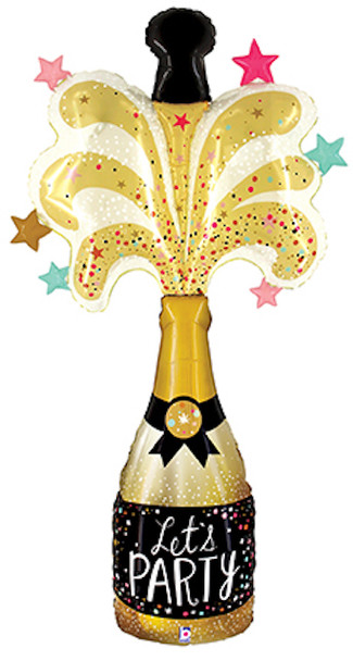 Let's Party 5 Foot Champagne Bottle Supershape New Years Celebration Mylar Foil Balloon