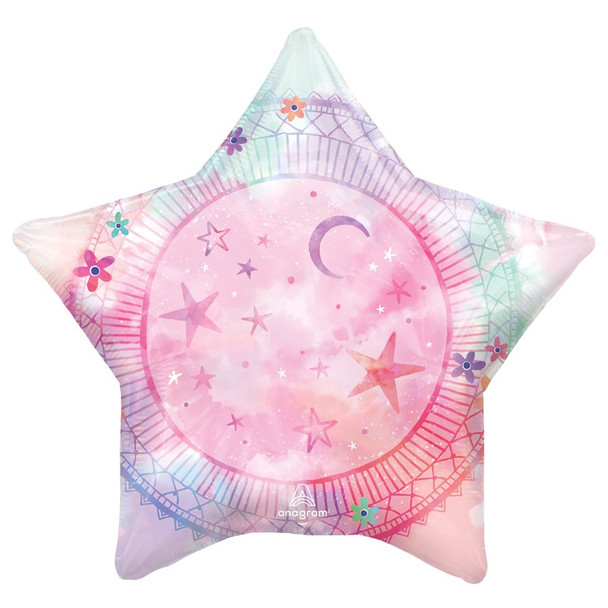 Good Vibes Young Girl Organic Star Shaped Foil Balloon