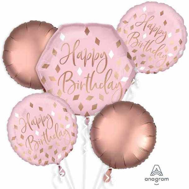 Happy Birthday Blush Rose Balloon Bouquet