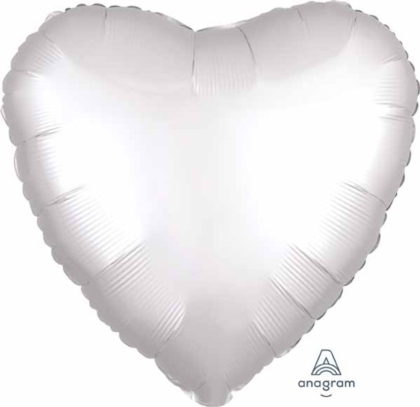 18" White Satin Heart Satin Luxe  Balloon