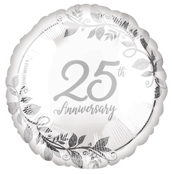 18" Happy Anniversary Silver Foil Balloon