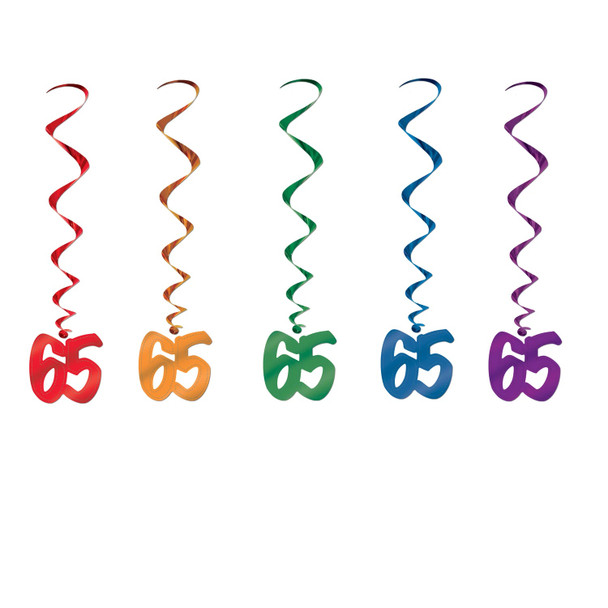 Number 65 Whirls Metallic Spiral 65th Birthday Anniversary Party Decorations