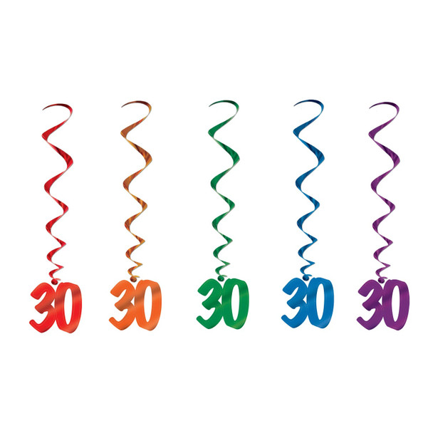 Number 30 Whirls Metallic Spiral 30th Birthday Anniversary Party Decorations