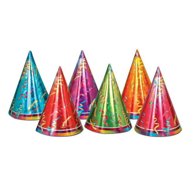 Prismatic Assorted Birthday Party Cone Hats