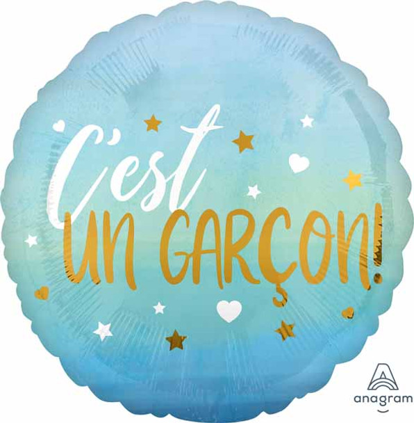 C'est in Garcon Ballon Baby Blue It's a Boy