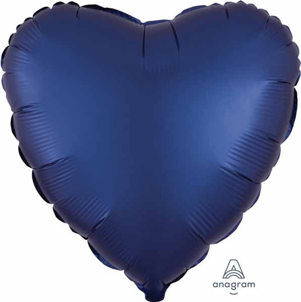 18" Heart Shape Satin Luxe Navy Blue Foil Balloon