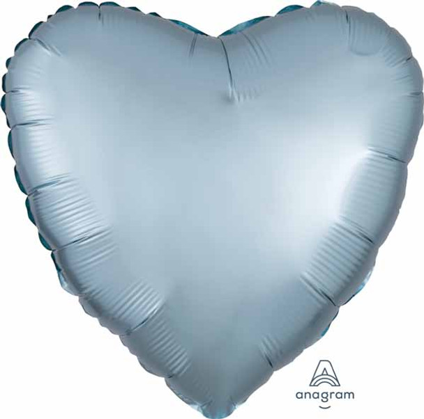 18" Heart Shape Satin Luxe Pastel Blue Foil Balloon