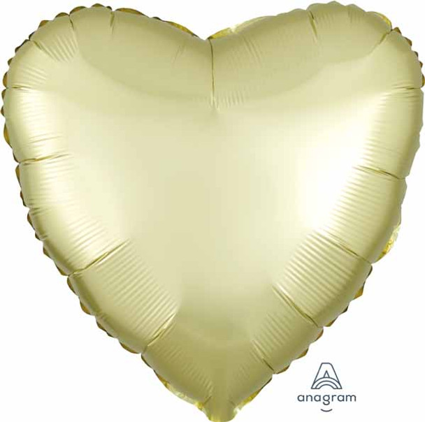18" Heart Shape Satin Luxe Pastel Yellow Foil Balloon