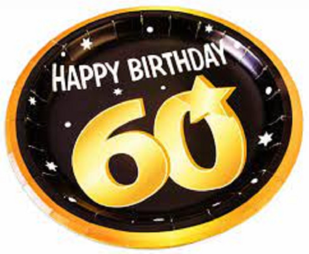 60th birthday paper plates 8pcs