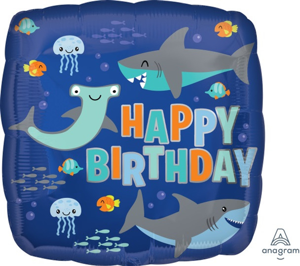 Friendly Birthday Sharks Balloon